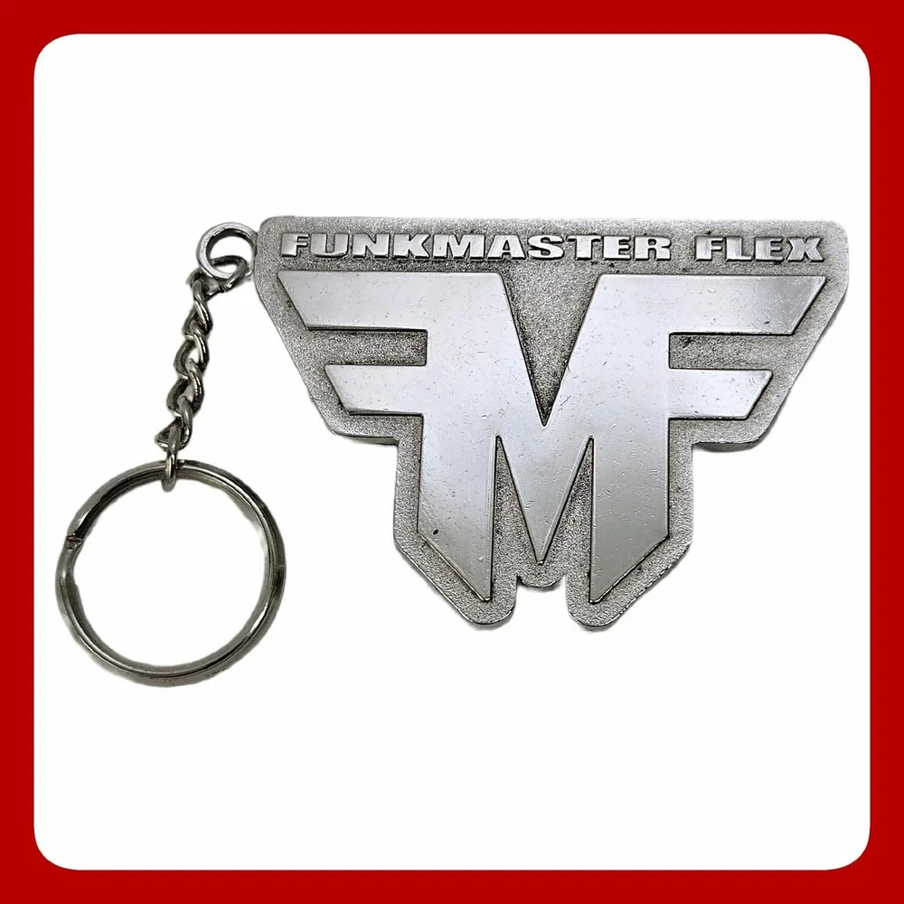 Funkmaster Flex FF Wing Logo Metal Keychain Silver Hip Hop Retro Y2K Accessory